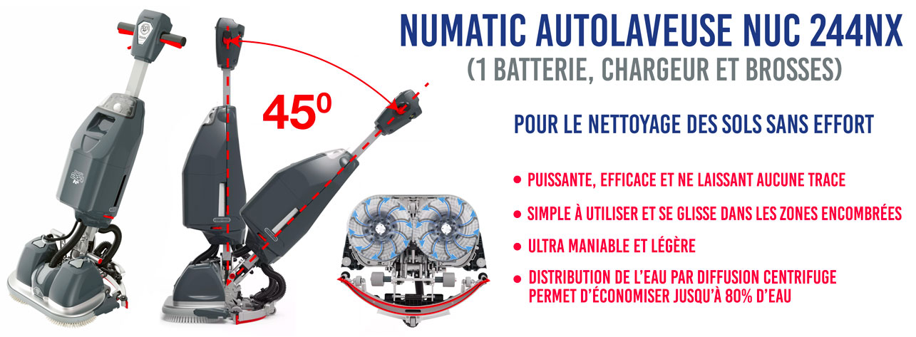 NUMATIC Autolaveuse NUC 244NX (1 batterie, chargeur et brosses)